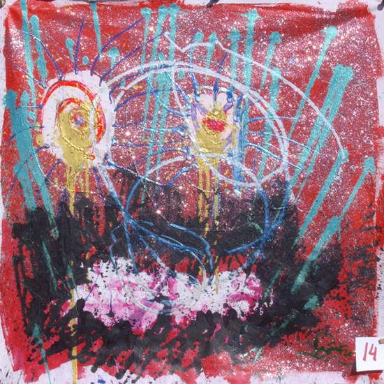 14 Tout rouge en colère 36 inches x 36 inches - 90 cm x 90 cm