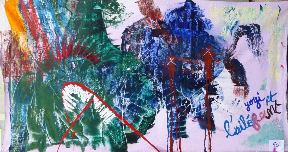 50 Yogi et l'éléphant 72 inches x 39 inches - 184 cm x 100 cm